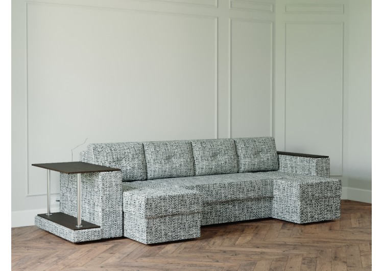 П-образный диван Craftmebel Ванкувер лайт с накладкой и столом