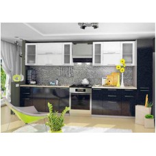 Кухня ДСВ Мебель Вариант фасада Олива-2 Белый металлик/Чёрный металлик