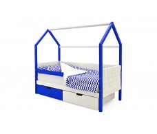 Детская кровать-домик мягкий Svogen сине-белый