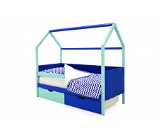 Детская кровать-домик мягкий Svogen мятно-синий
