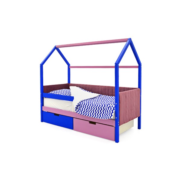 Детская кровать-домик мягкий Svogen синий-лаванда
