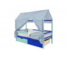 Детская кровать-домик Svogen мятно-синий