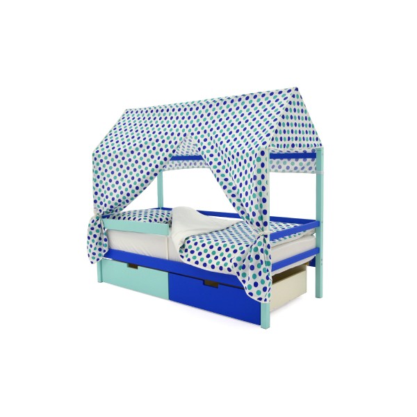 Детская кровать-домик Svogen мятно-синий