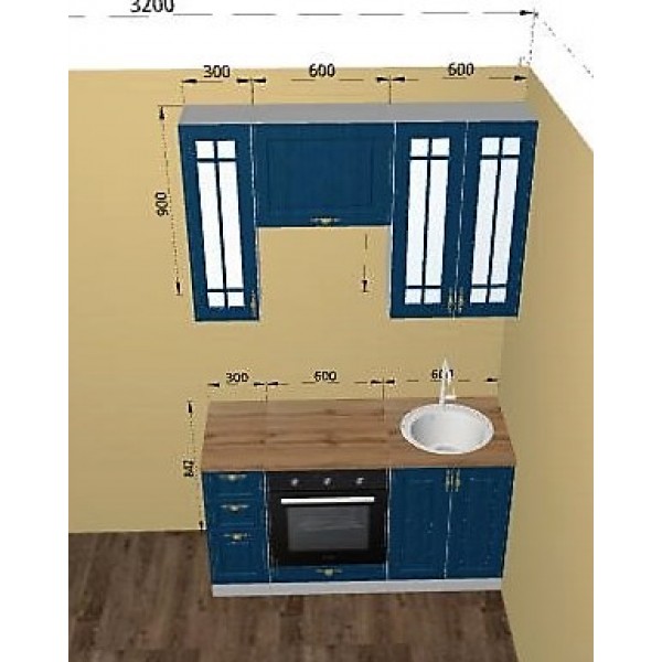Кухня Гранд (Синий) ДСВ 1,5м
