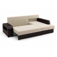 Угловой диван Марго (правый) бежево-коричневый