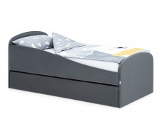  Детская мягкая кровать с ящиком Letmo графит (велюр)