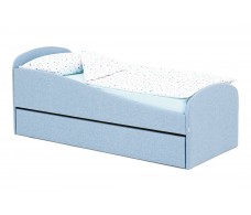 Детская мягкая кровать с ящиком Letmo небесный (рогожка)
