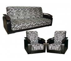 Комплект мягкой мебели Антуан (подлокотники кожзам черный/велюр зебра)