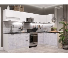 Модульная кухня Дуся Белый бриллиант\Цемент 3.0*1.6 м 