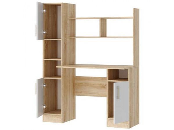 Письменно-компьютерный стол ПКС-6 Дуб Сонома/Белый глянец