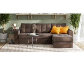 Атланта Люкс угловой диван Рогожка Мальмо шоколад