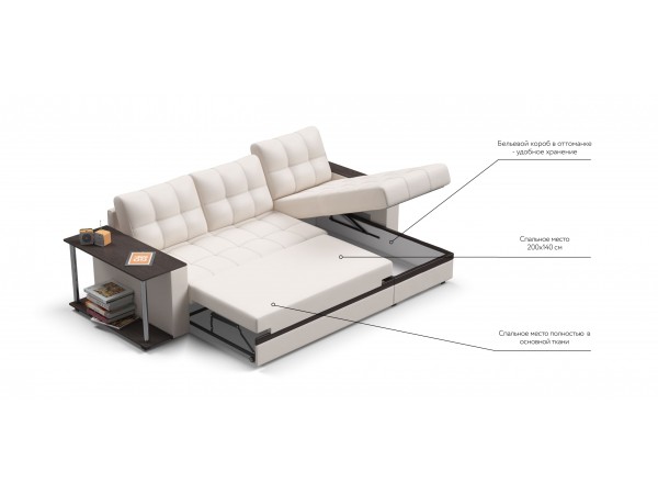 Угловой диван Атланта НПБ экокожа белый