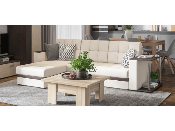 Угловой диван Атланта НПБ экокожа белый