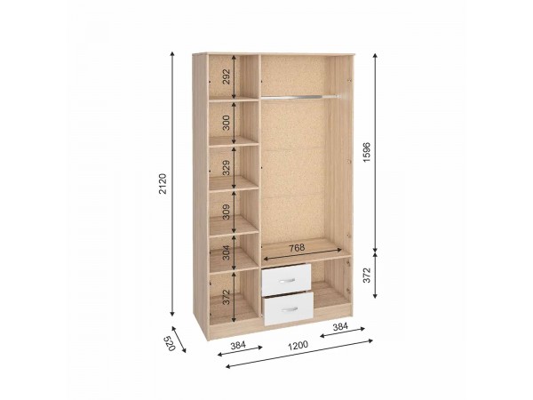 Шкаф 3-створчатый Ронда Шк-3 Белое дерево