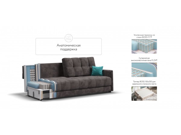 BOSS 2.0 LOFT диван велюр Alkantara серый BOSS 2.0 LOFT диван велюр Alkantara серый
