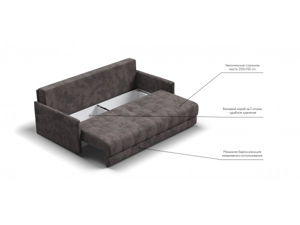 BOSS 2.0 LOFT диван велюр Alkantara серый BOSS 2.0 LOFT диван велюр Alkantara серый