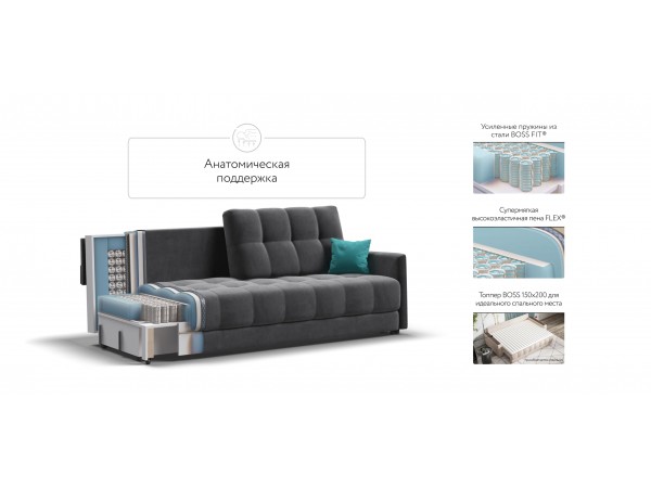 BOSS 2.0 LOFT диван велюр Monolit серый BOSS 2.0 LOFT диван велюр Monolit серый