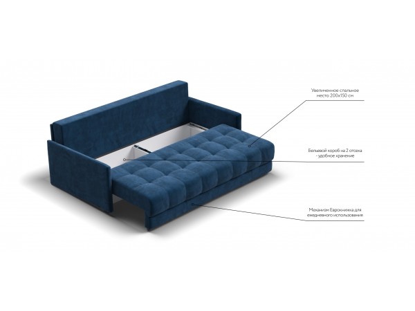 BOSS 2.0 LOFT диван велюр Monolit синий BOSS 2.0 LOFT диван велюр Monolit синий