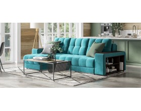 Босс ХЛ угловой диван Велюр Монолит зелёный