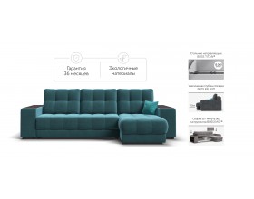 Босс ХЛ угловой диван Велюр Монолит зелёный
