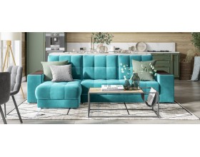 Босс ХЛ угловой диван Велюр Монолит зелёный