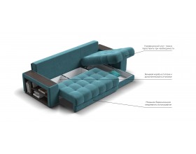 Босс ХЛ угловой диван Велюр Монолит зелёный