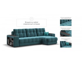 Босс ХЛ угловой диван Велюр Монолит зелёный
