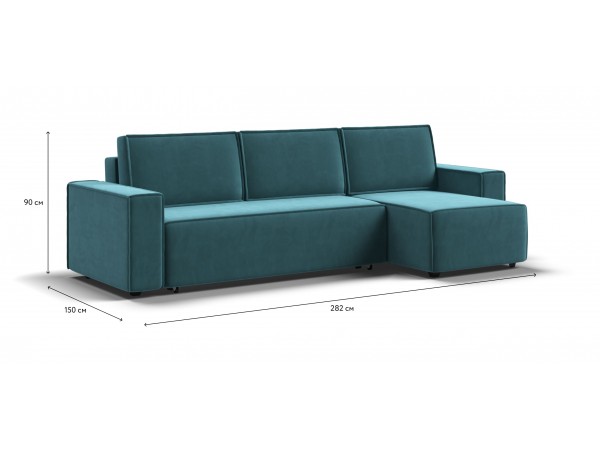 Норд угловой диван Велюр Монолит зелёный