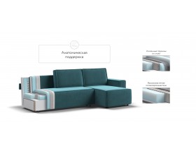 Норд угловой диван Велюр Монолит зелёный