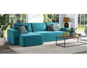 Норд угловой диван Велюр Монолит зелёный