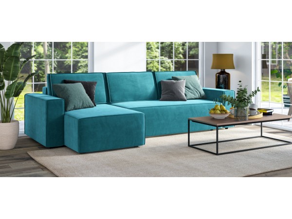 Норд угловой диван Велюр Монолит зелёный