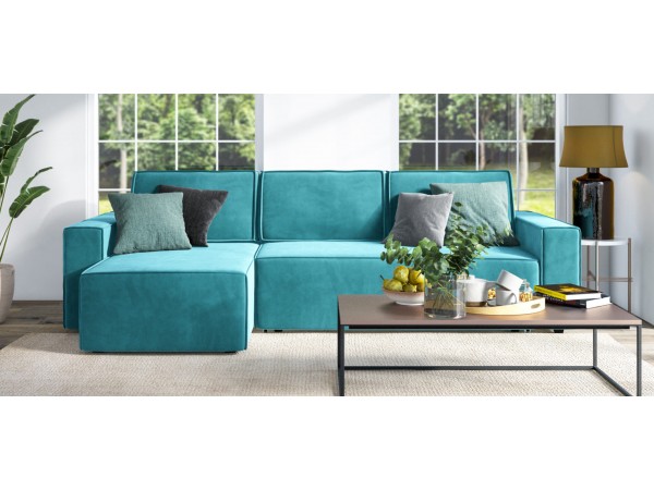 Норд угловой диван Велюр Монолит зелёный