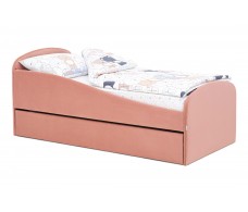 Детская мягкая кровать с ящиком Letmo пудровый (велюр)