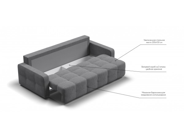 Диван Денди рогожка Malmo серый