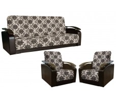 Комплект мягкой мебели Антуан (рогожка вензель коричневый/кожзам коричневый)