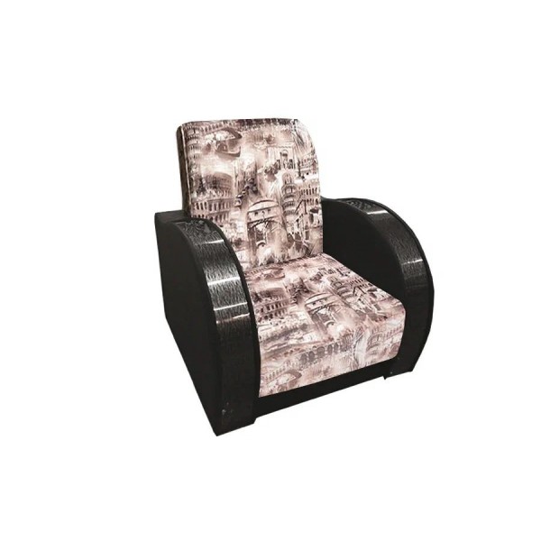 Кресло мягкое Антуан-1 (подлокотники кожзам коричневый/архитектура шоколад)