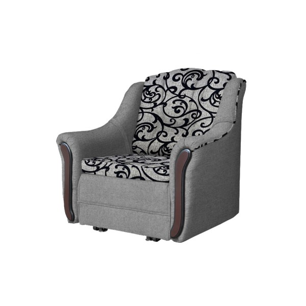 Кресло-кровать Виктория (рогожка завиток черный/рогожка серый)
