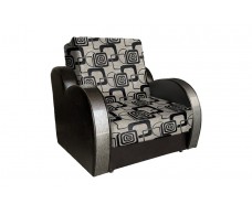 Кресло-кровать Виктория с декором 3 (рогожка кубики коричневые/кожзам коричневый)