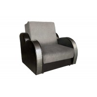 Кресло-кровать Виктория с декором 3 (рогожка серый/кожзам черный)