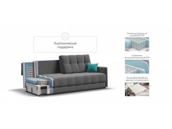 BOSS 2.0 LOFT диван рогожка Malmo серый