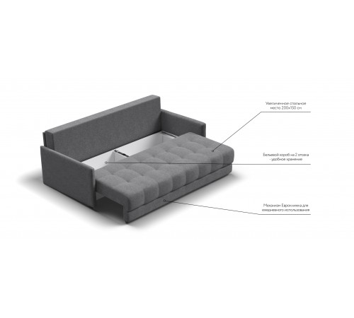 BOSS 2.0 LOFT диван рогожка Malmo серый BOSS 2.0 LOFT диван рогожка Malmo серый