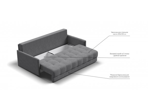 BOSS 2.0 LOFT диван рогожка Malmo серый