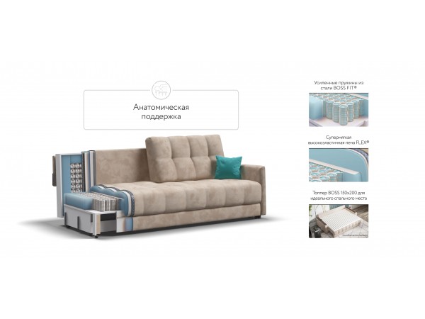 BOSS 2.0 LOFT диван велюр Alkantara пепел