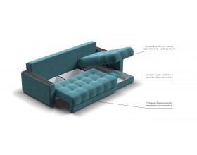 Босс Классик угловой диван Велюр Монолит зелёный