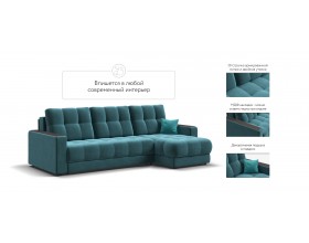 Босс Классик угловой диван Велюр Монолит зелёный