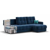 Угловой диван BOSS 3.0 Classic XL велюр Monolit синий