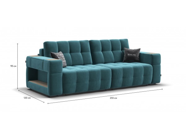 Диван BOSS.XO велюр Monolit зеленый/ WOOD Snow