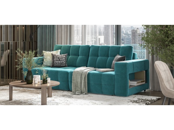 Диван BOSS.XO велюр Monolit зеленый/ WOOD Snow