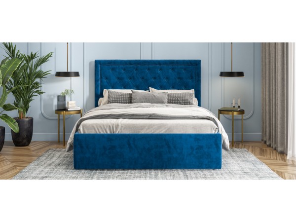 Кровать Босс Классик Про+ПМ велюр Monolit синяя