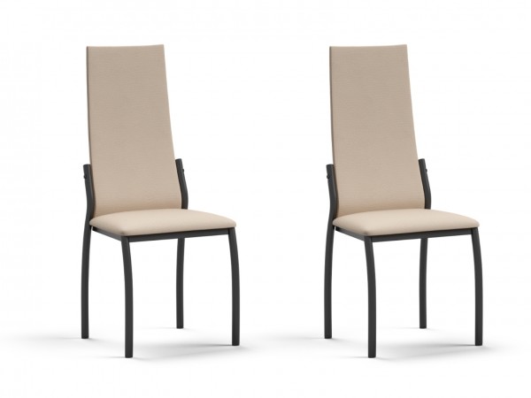 Асти стул 2 шт Экокожа латте, Черный